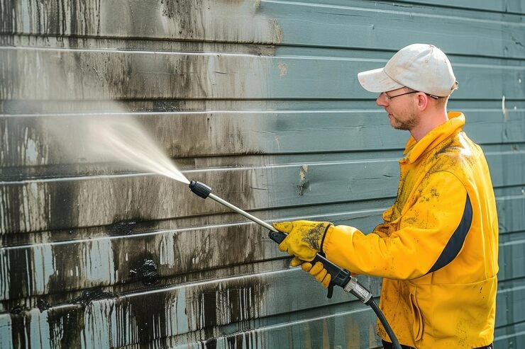 Home in Springfield, MO being professionally pressure washed to remove mold and dirt